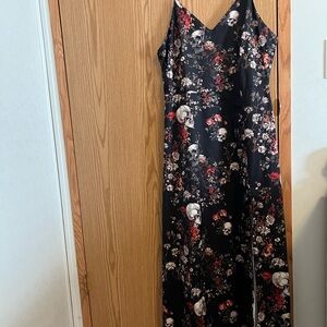 Floral Skull Print Maxi Dress